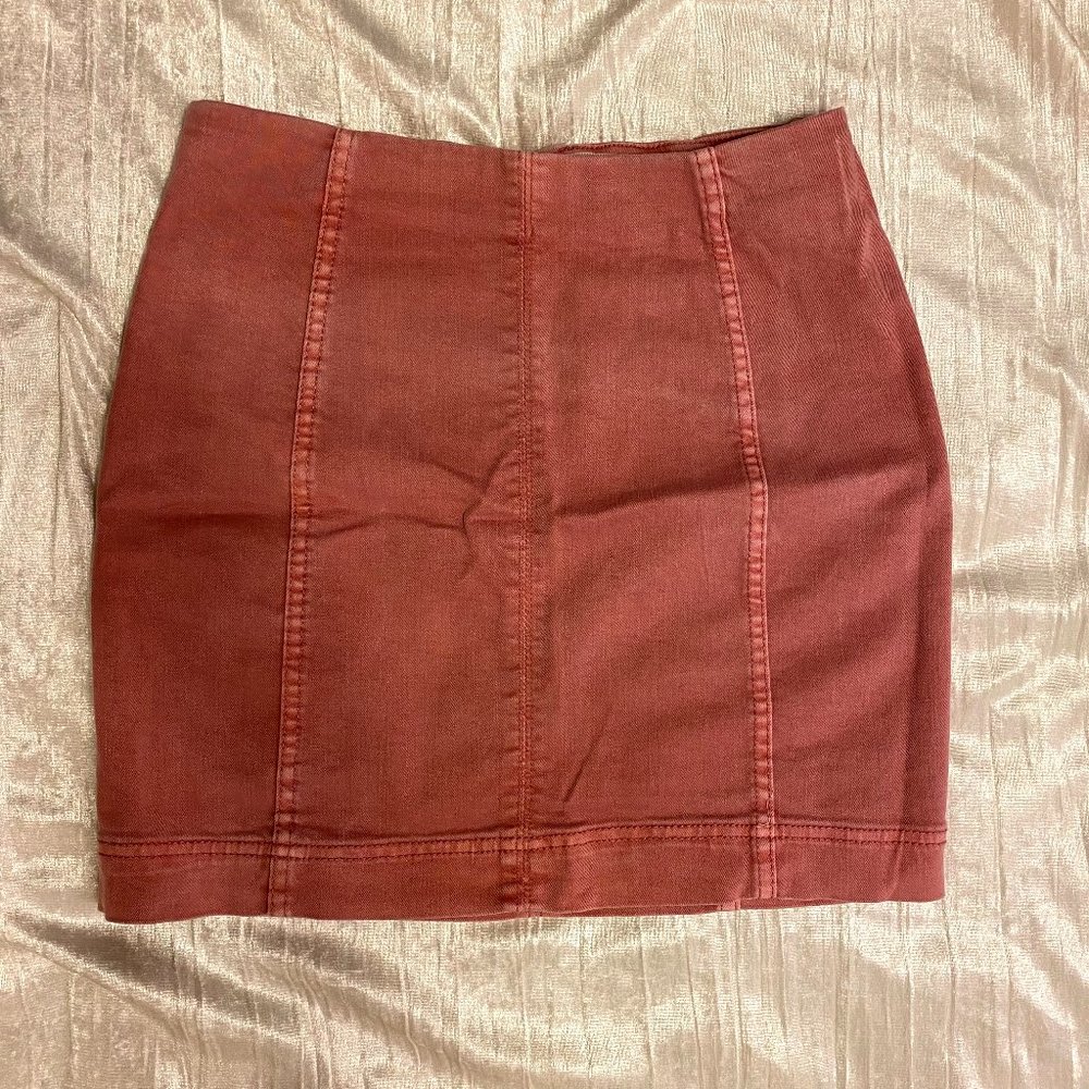 Size 3/26 Red Denim Pencil Skirt